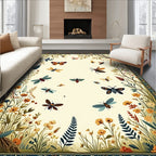 Whimsical Insects Floral Border Design Rug