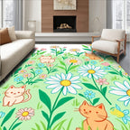 Cute Cats And Daisies Pattern Rug