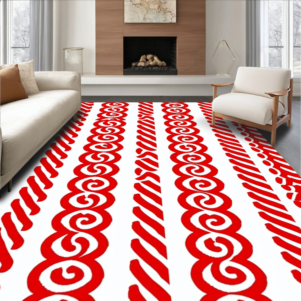 Bold Red Vertical Stripe Collection Rug