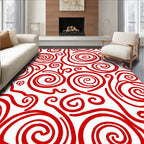 Bold Crimson Swirl Abstract Rug