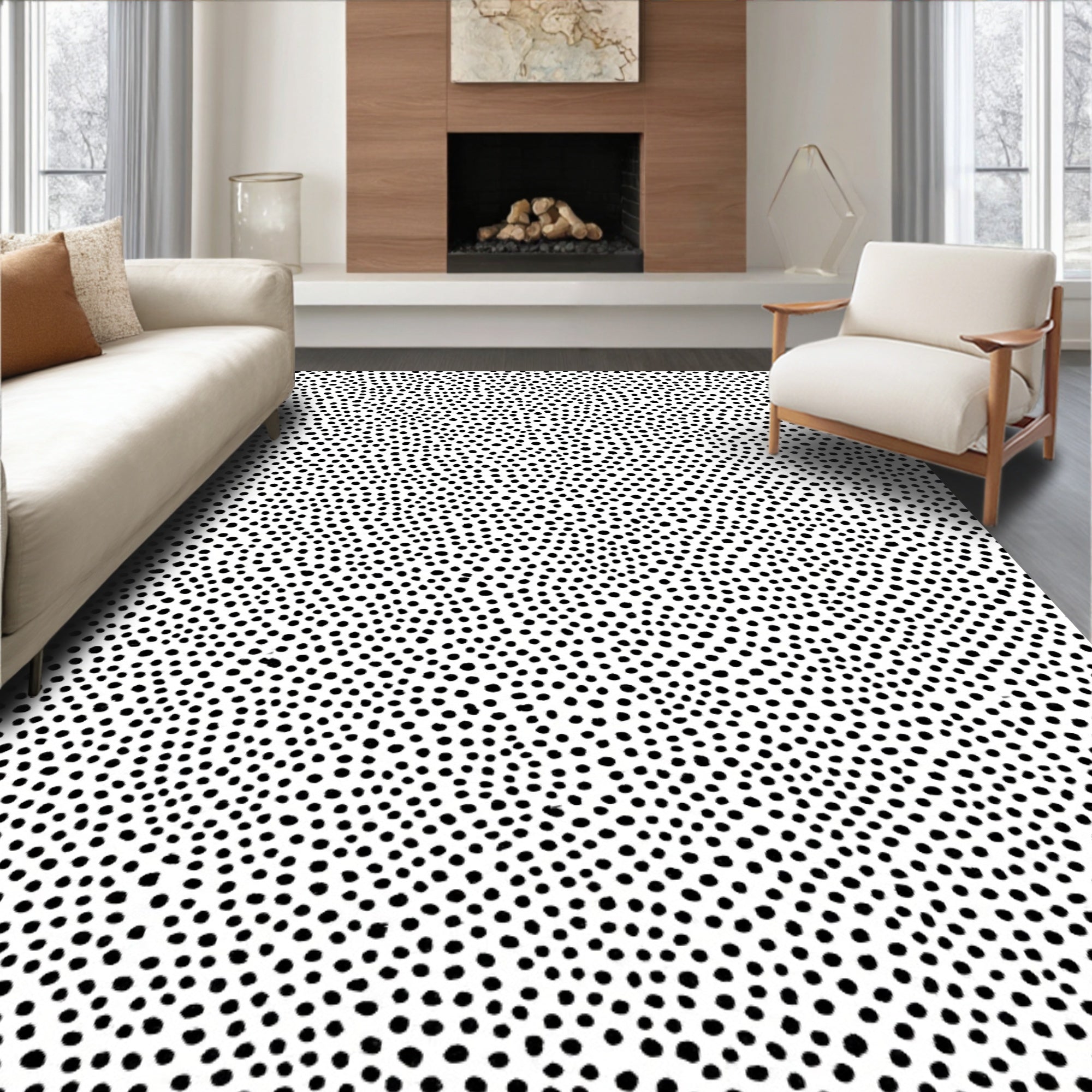 Monochrome Dot Pattern Rug