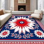 Bold Red White Starburst Medallion Rug