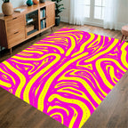 Vivid Pink Yellow Organic Stripe Design Rug