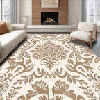 Elegant Brown Floral Damask Pattern Rug