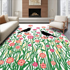Birds and Flowers Garden Pattern Rug