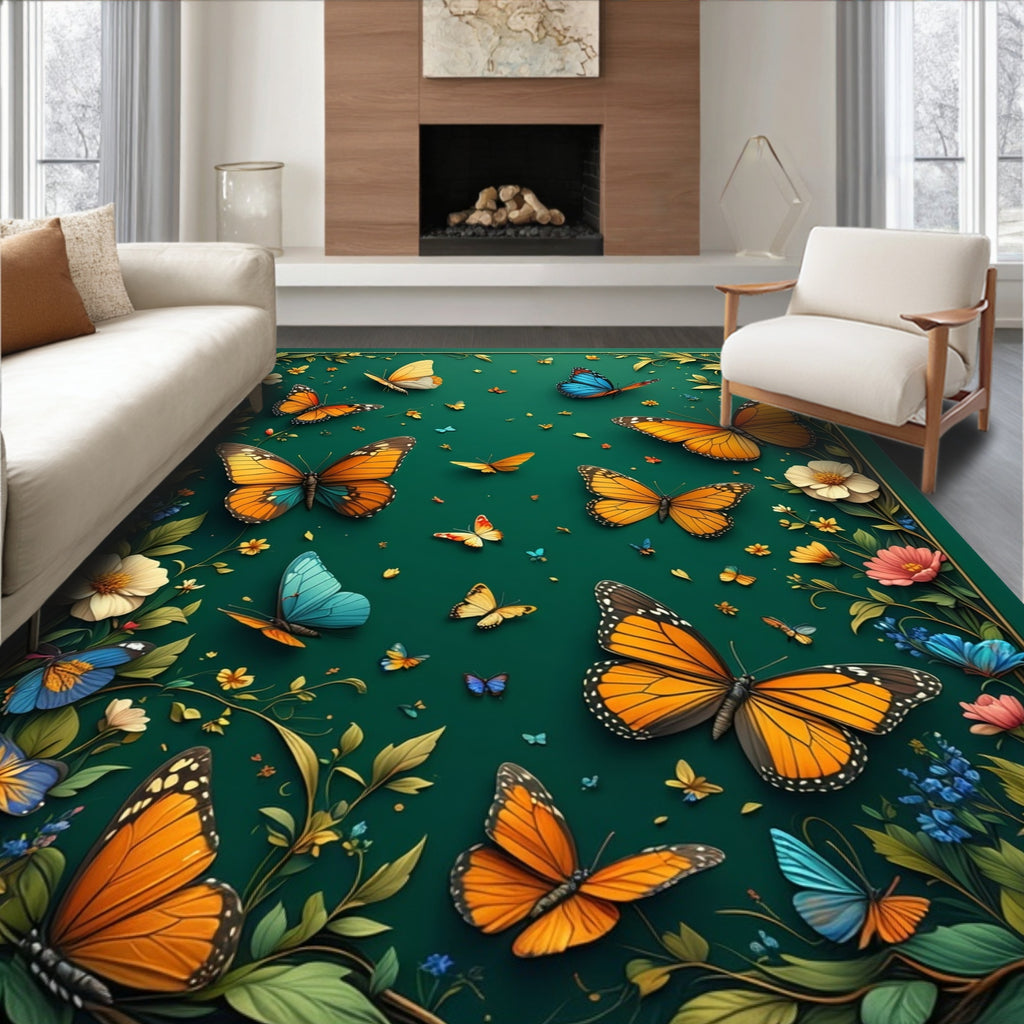 Fluttering Butterfly Garden Design Elements Rug
