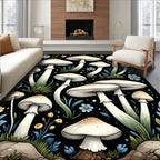 Whimsical Mushroom Garden Floral Rug