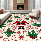 Festive Santa Holly Pattern Rug