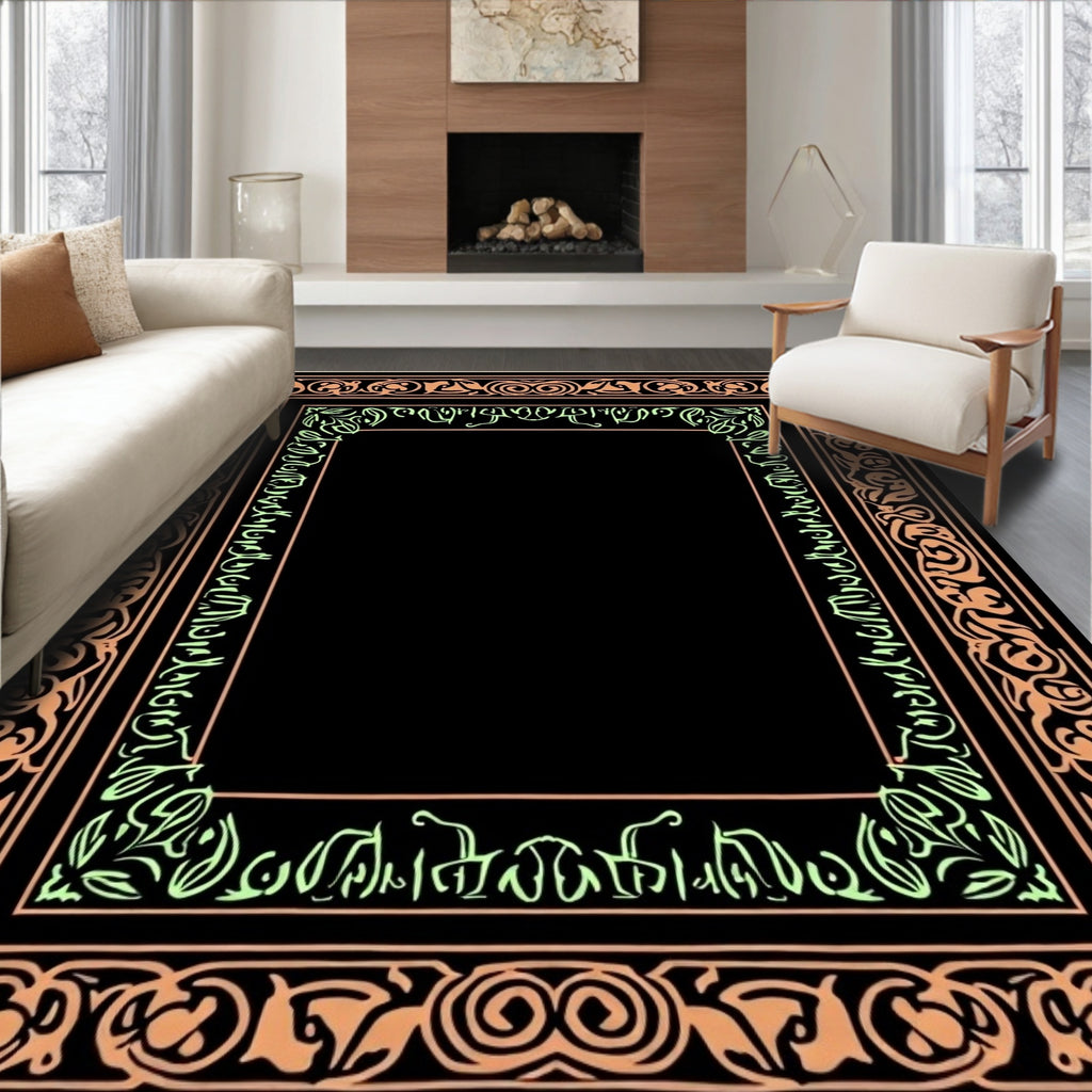 Vintage Floral Leaf Border Design Rug