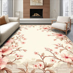 Delicate Pink Cherry Blossom Floral Branches Rug
