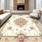 Floral Elegance Pink Green Pattern Rug