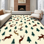 Christmas Reindeer Pine Tree Pattern Rug