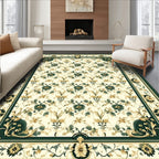 Green Gold Floral Vine Pattern Rug