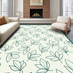 Natural Leaf Pattern Bordered Design Rug