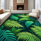 Tropical Green Leaf Pattern Rug