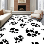 Black White Spotted Animal Pattern Rug