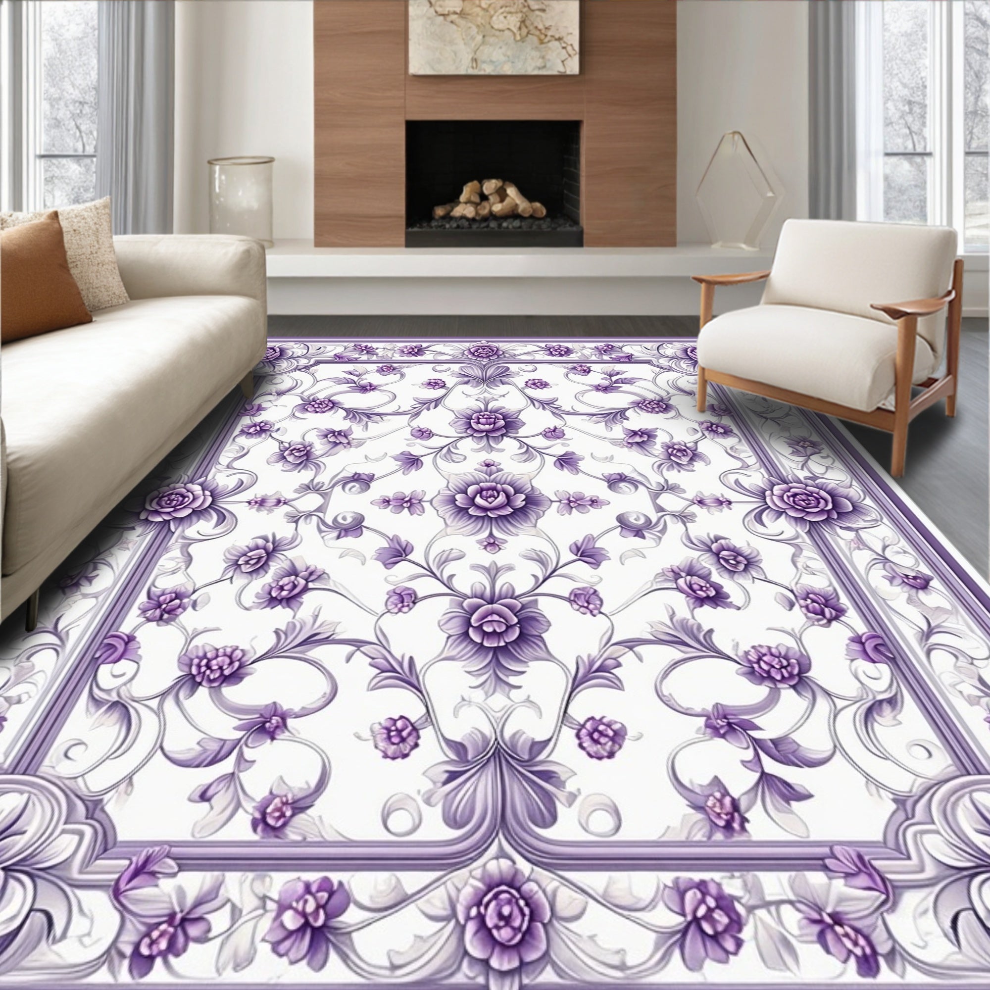 Elegant Floral Garden Pattern Rug