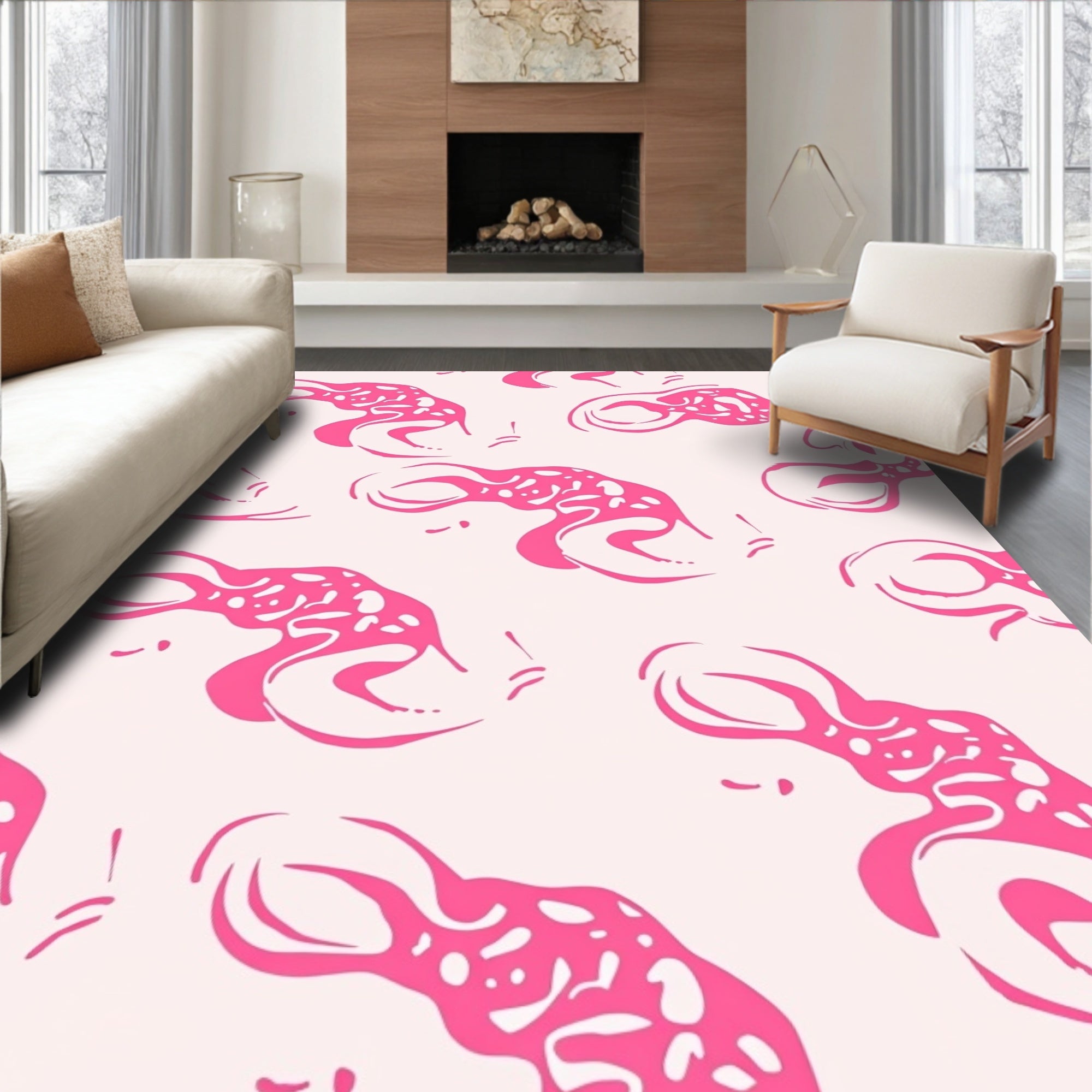 Pink Abstract Organic Pattern Rug