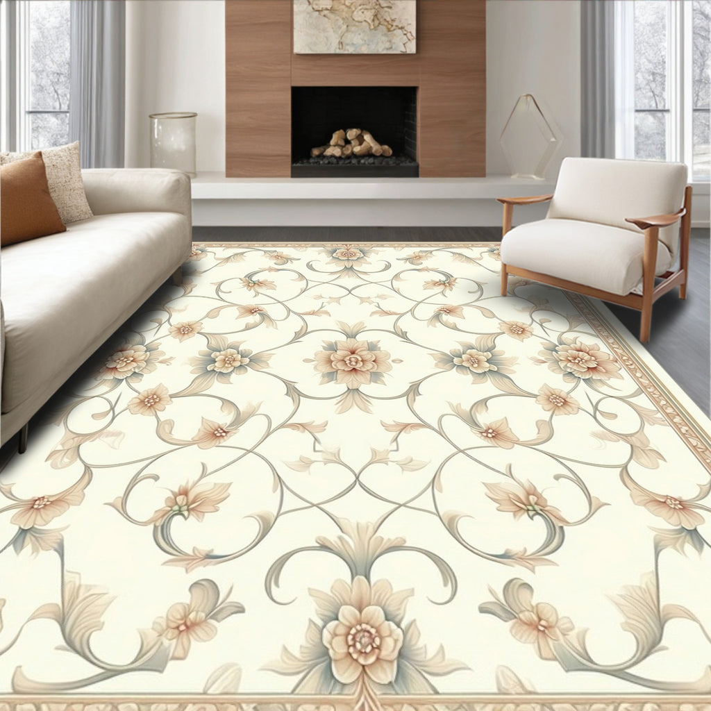 Elegant Floral Scrollwork Pattern Rug