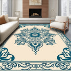 Elegant Teal Floral Scrollwork Rug