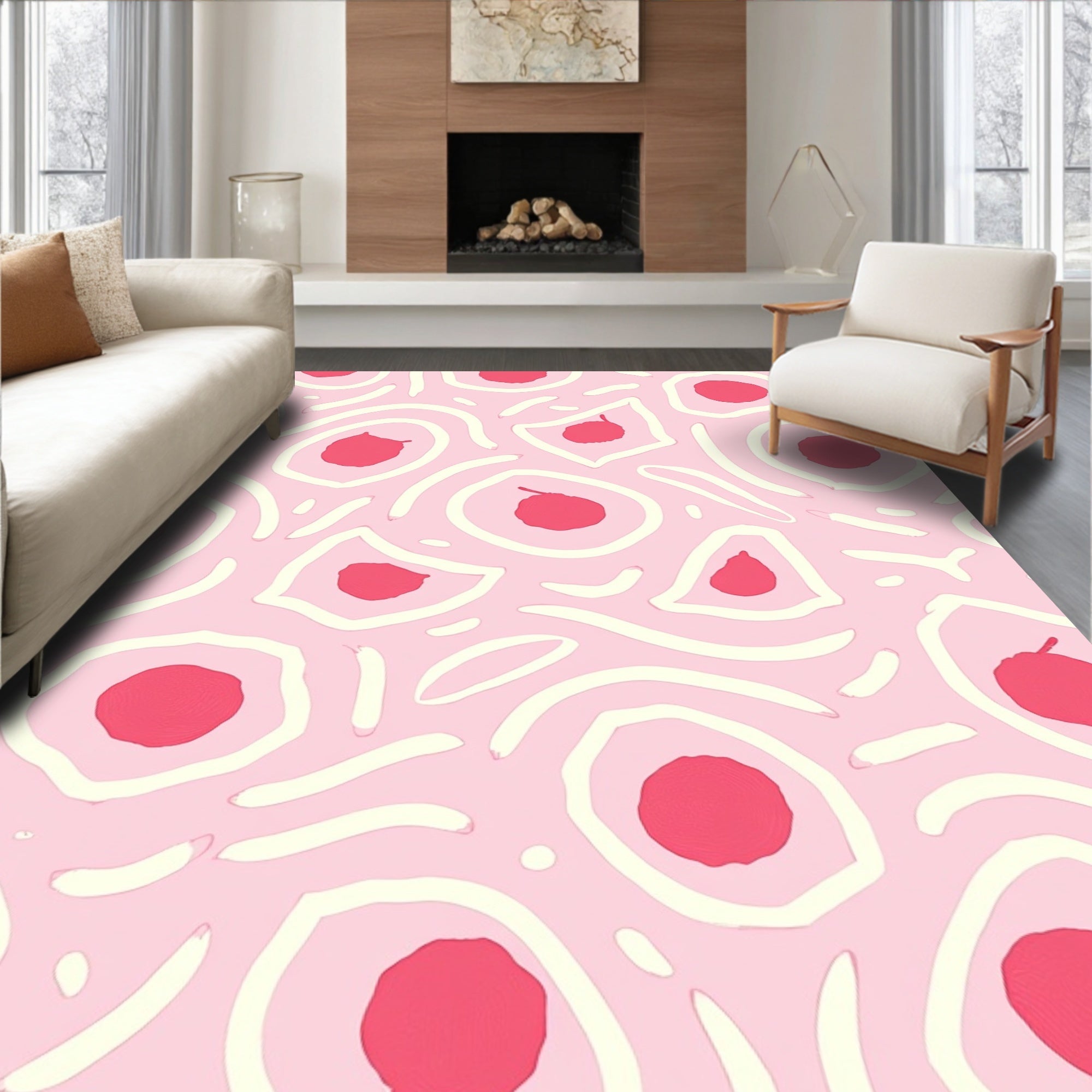 Abstract Pink Cells Pattern Rug