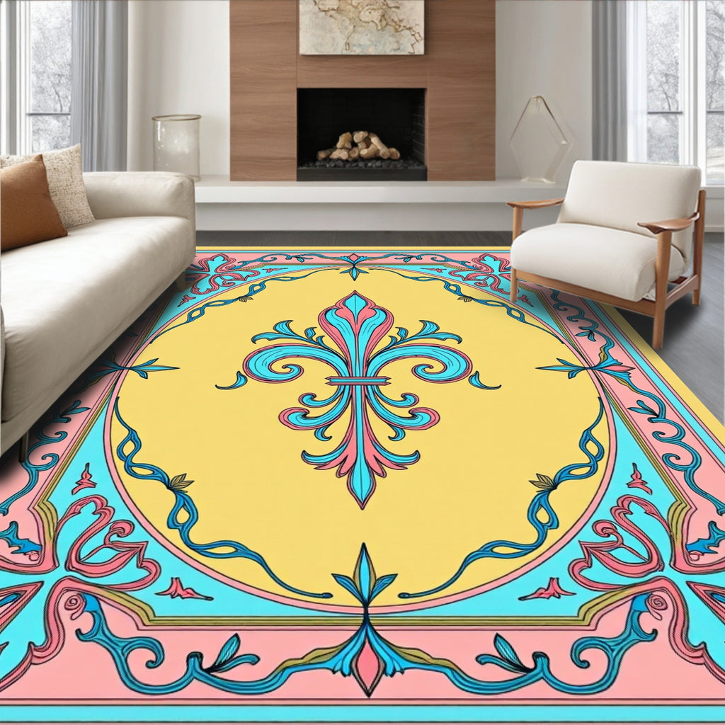 Fleur De Lis Abstract Patterned Design Rug