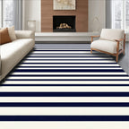 Classic Navy Cream Striped Pattern Rug