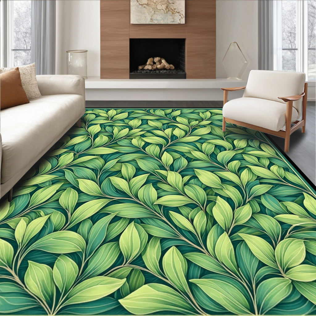 Verdant Leaf Patterned Rug