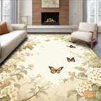 Botanical Garden Butterflies Floral Pattern Rug