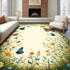 Whimsical Butterflies And Floral Garden Design Rug