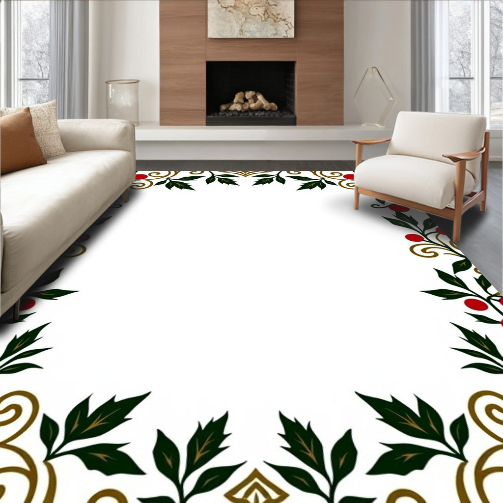 Crimson Berry Vine Scroll Rug