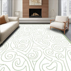 Abstract Swirls White Green Pattern Rug