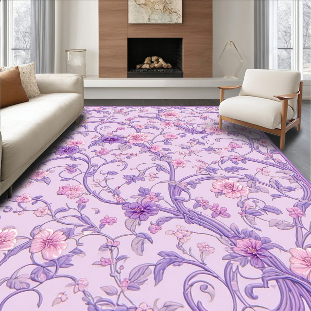Lavendersweet Floral Vines Pattern Rug