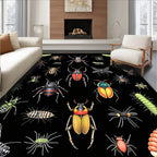 Insect Diversity Textured Black Rug