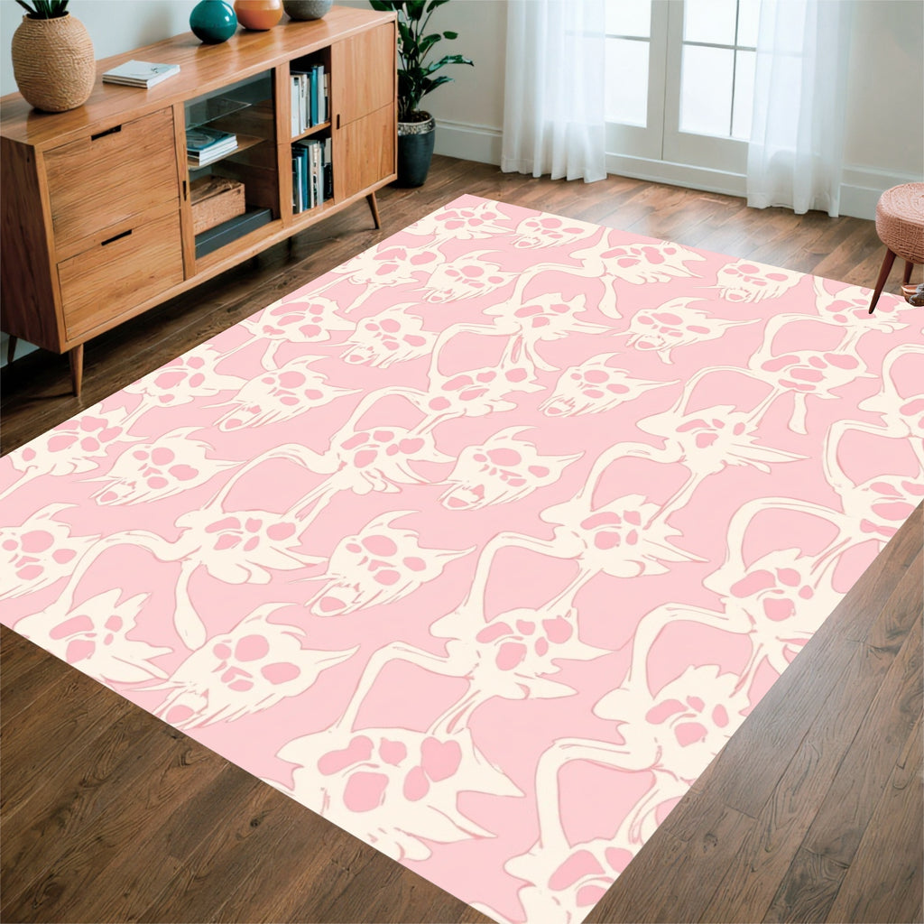 Ethereal Pink Cream Abstract Pattern Rug