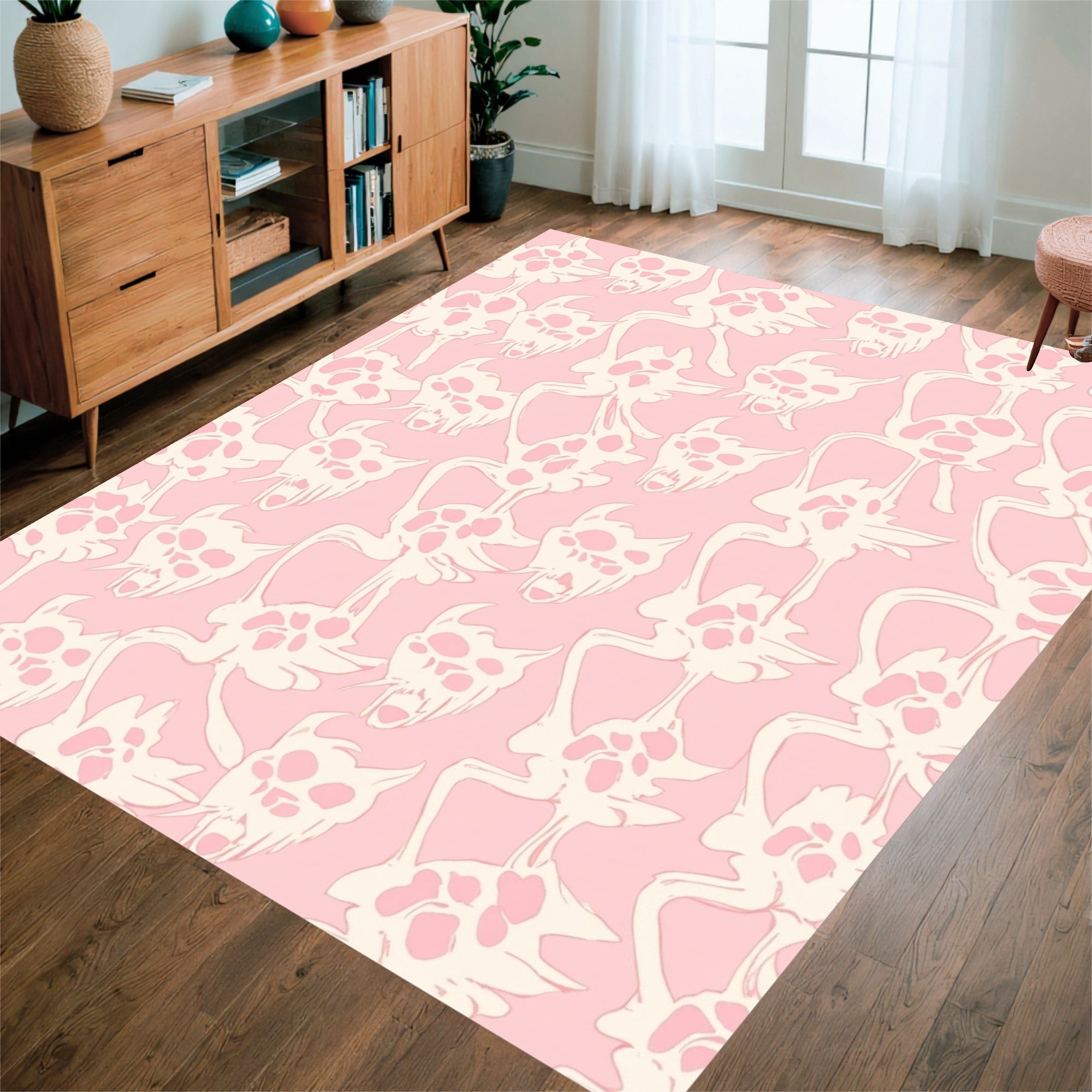Ethereal Pink Cream Abstract Pattern Rug