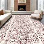 Abstract Figures Burgundy Cream Pattern Rug