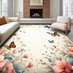 Whimsical Butterflies and Floral Garden Rug