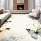 Soft Butterfly Watercolor Floral Pattern Rug