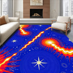 Cosmic Blue Fiery Starburst Swirl Rug