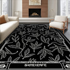 Black and White Foliage Vine Art Rug