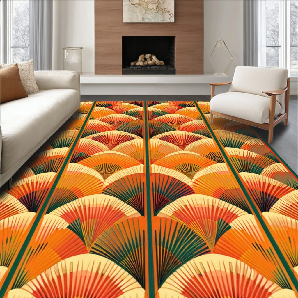 Art Deco Style Fan Pattern Rug