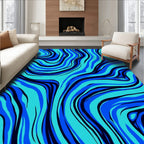 Abstract Blue Zebra Stripe Pattern Rug