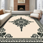 Ornate Floral Medallion Border Rug