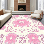 Delicate Pink Floral Mandala Pattern Rug