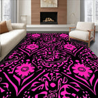 Vibrant Pink Floral Damask Pattern Rug