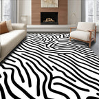 Bold Wavy Black White Abstract Rug