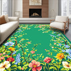 Lush Floral Branches Green Canvas Rug
