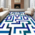 Modern Geometric Maze Pattern Rug