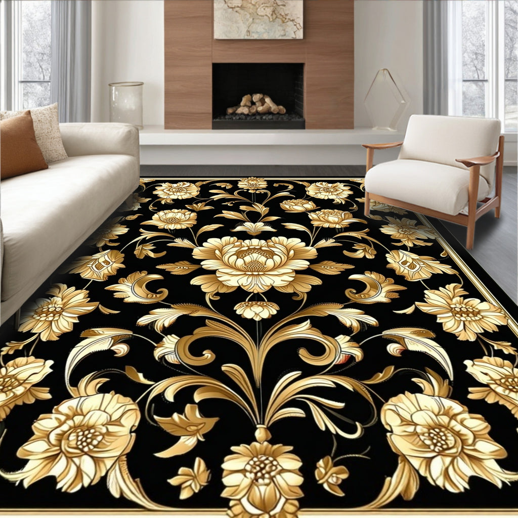 Rich Floral Scrollwork Classic Design Rug